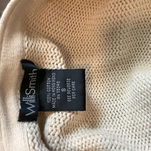 Willi smith Cardigan Women's Size Small 100% cotton V neck Cream Knit Button up - Picture 11 of 11